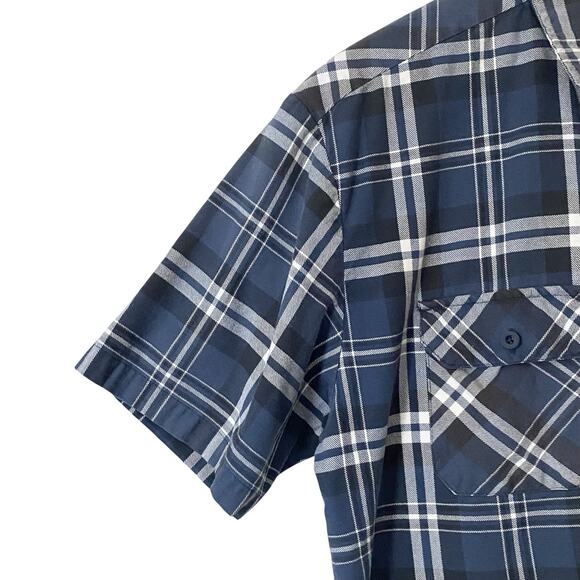 Dickies Mens Size XL Blue Plaid Button Up Work Shirt Short Sleeve Chest Pockets - Picture 5 of 8